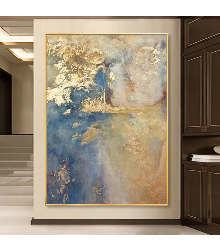 Golden Drift Textured Canvas Painting