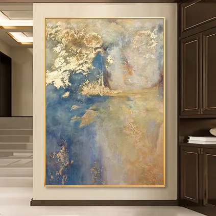 Golden Drift Textured Canvas Painting