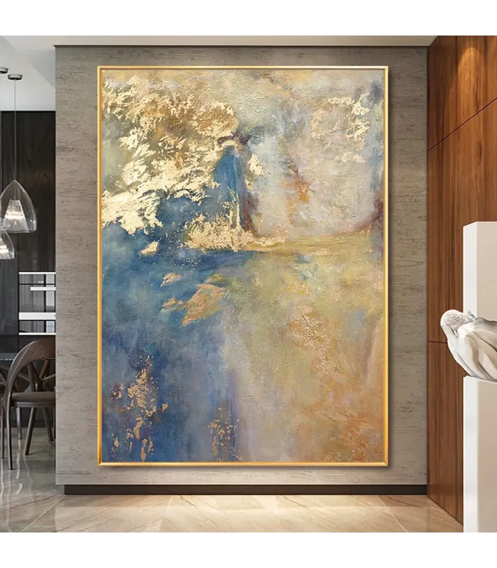 Golden Drift Textured Canvas Painting