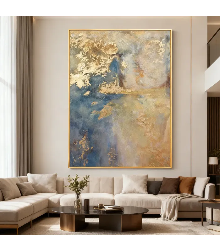 Golden Drift Textured Canvas Painting