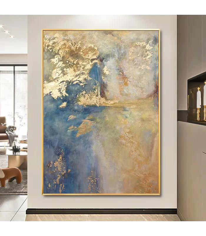 Golden Drift Textured Canvas Painting