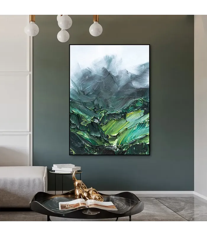 Misty Peaks Textured Canvas Painting