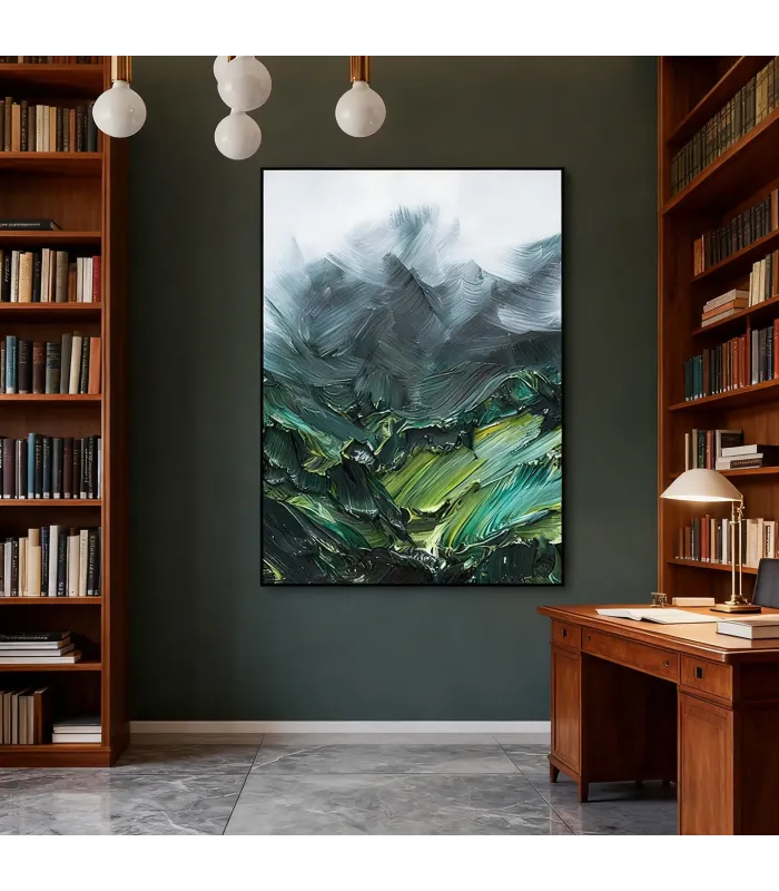 Misty Peaks Textured Canvas Painting