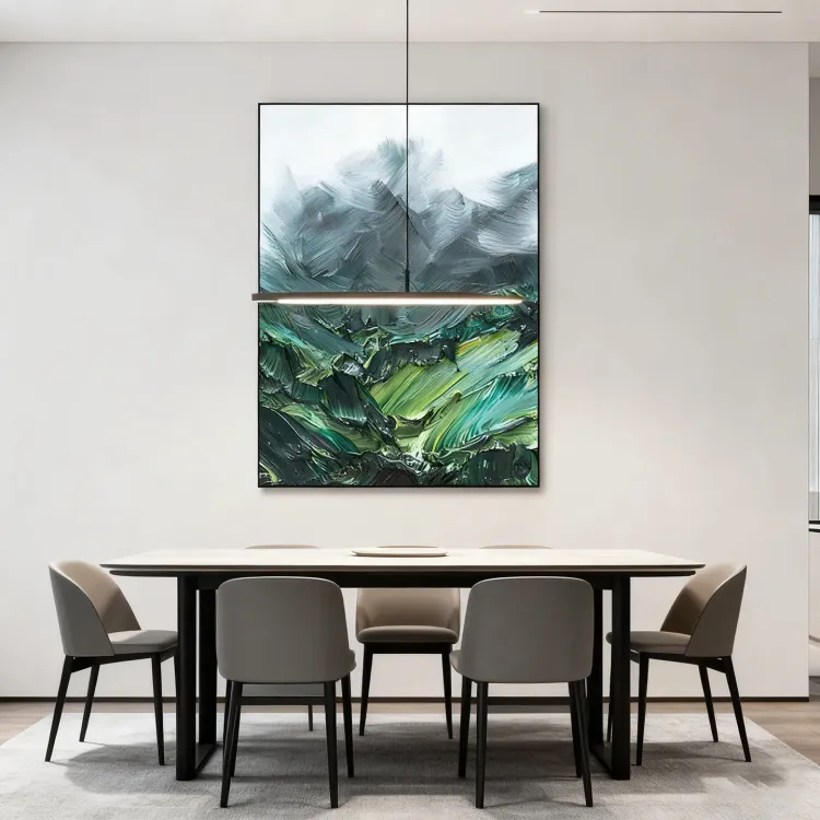 Misty Peaks Textured Canvas Painting