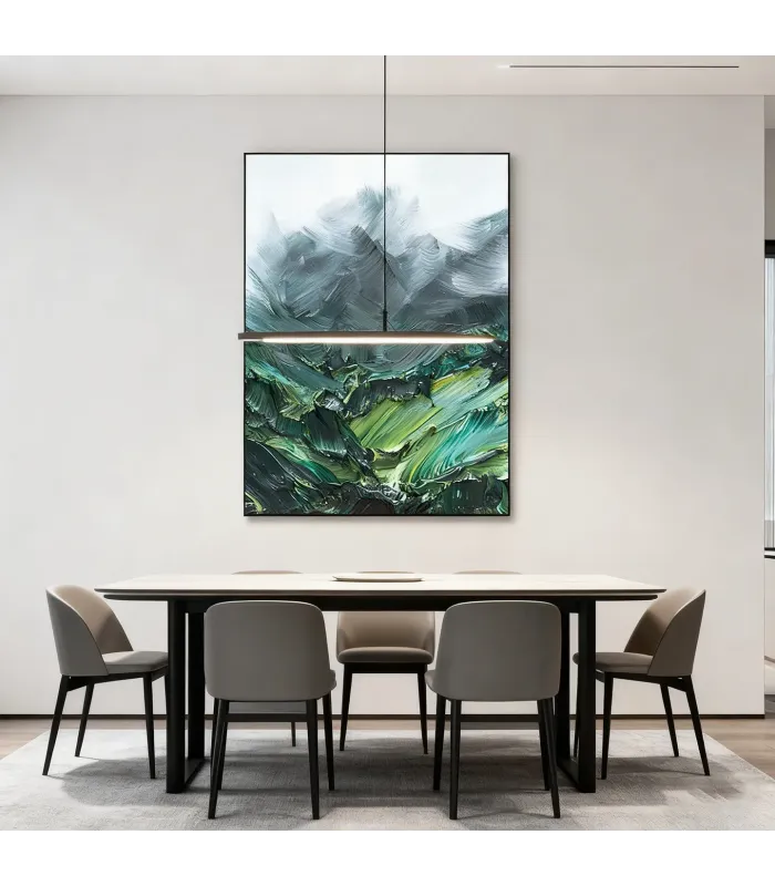 Misty Peaks Textured Canvas Painting