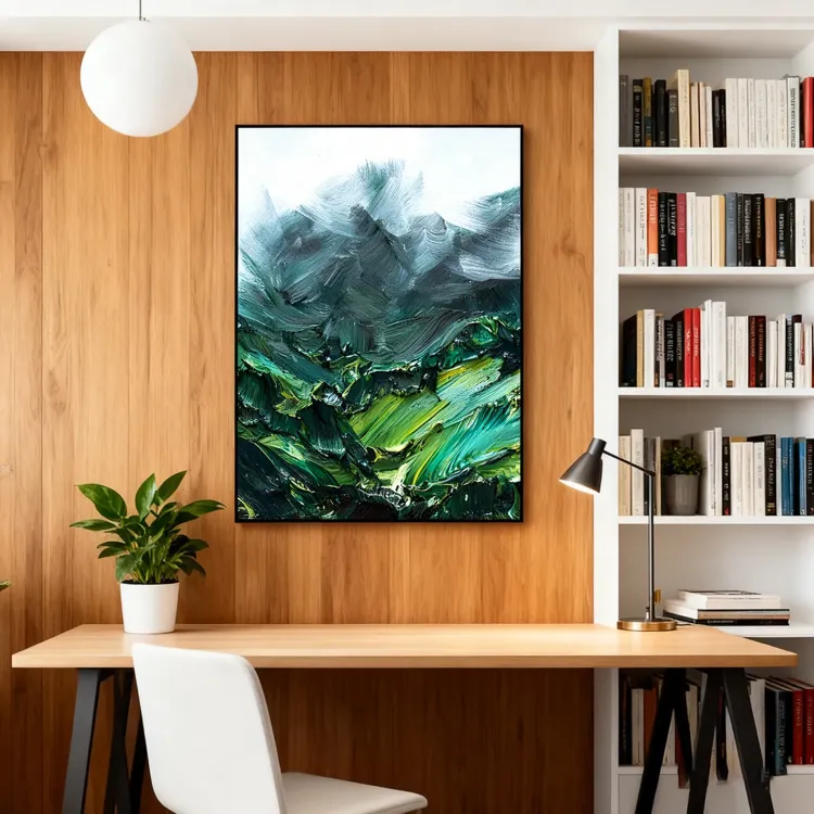 Misty Peaks Textured Canvas Painting