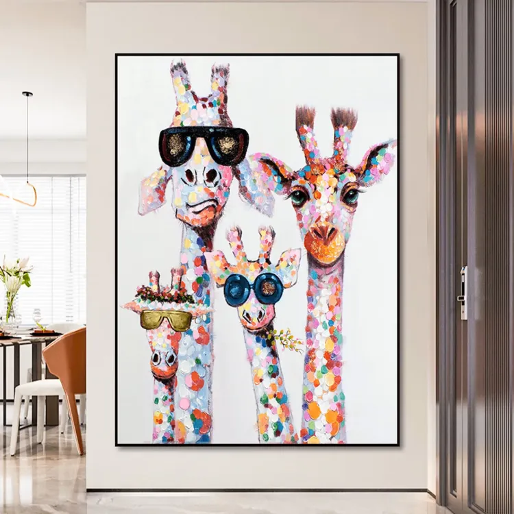Giraffe Quartet Abstract Wall Art