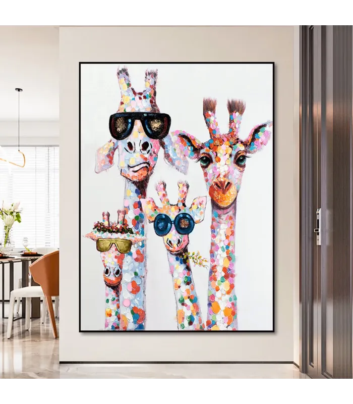Giraffe Quartet Abstract Wall Art