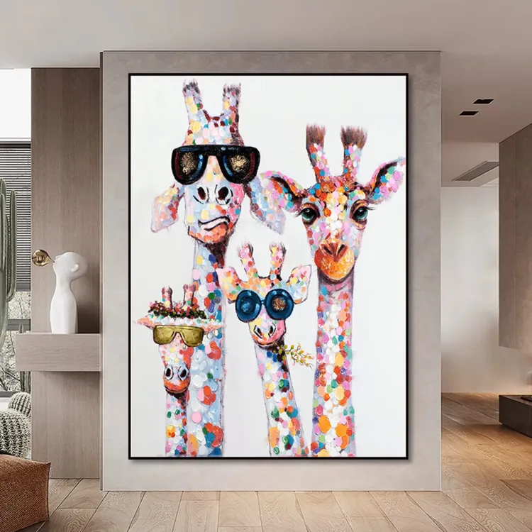 Giraffe Quartet Abstract Wall Art