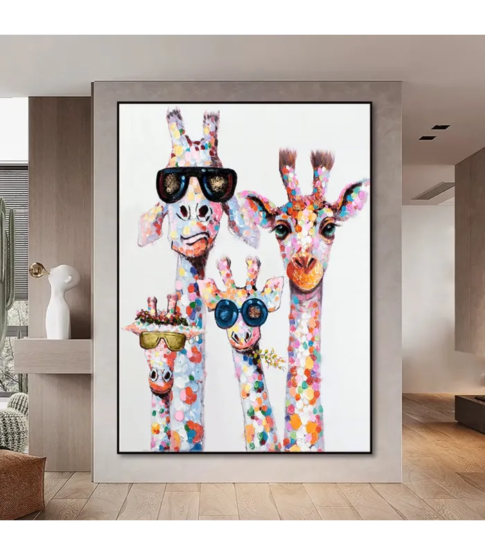Giraffe Quartet Abstract Wall Art
