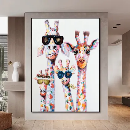 Giraffe Quartet Abstract Wall Art