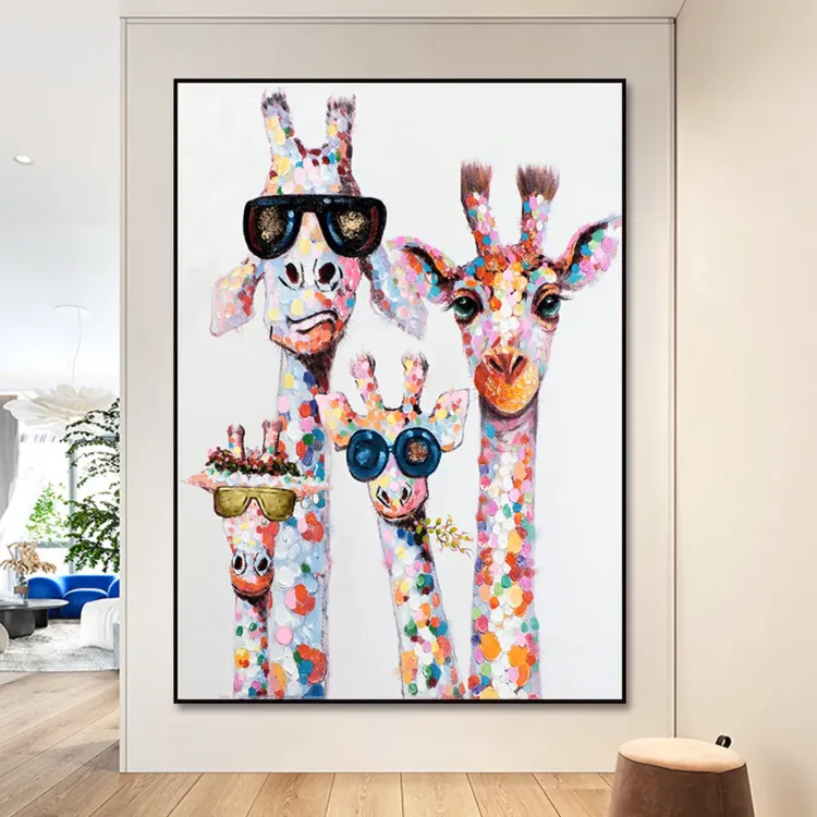 Giraffe Quartet Abstract Wall Art