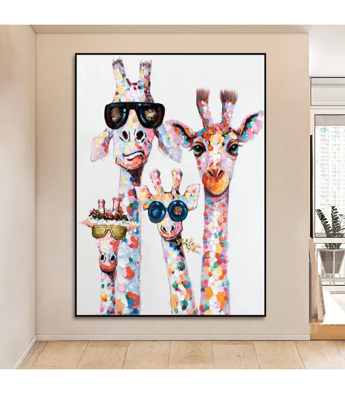 Giraffe Quartet Abstract Wall Art