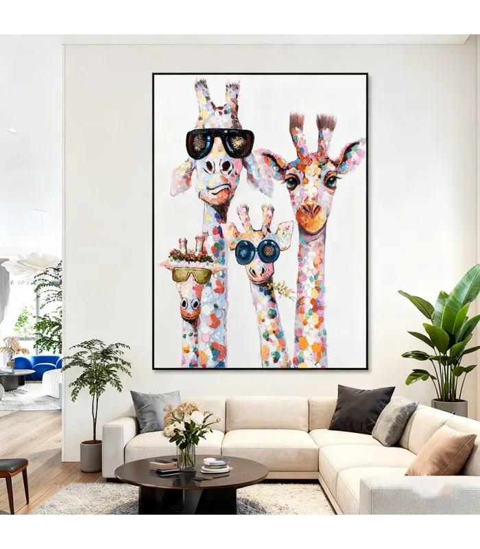 Giraffe Quartet Abstract Wall Art