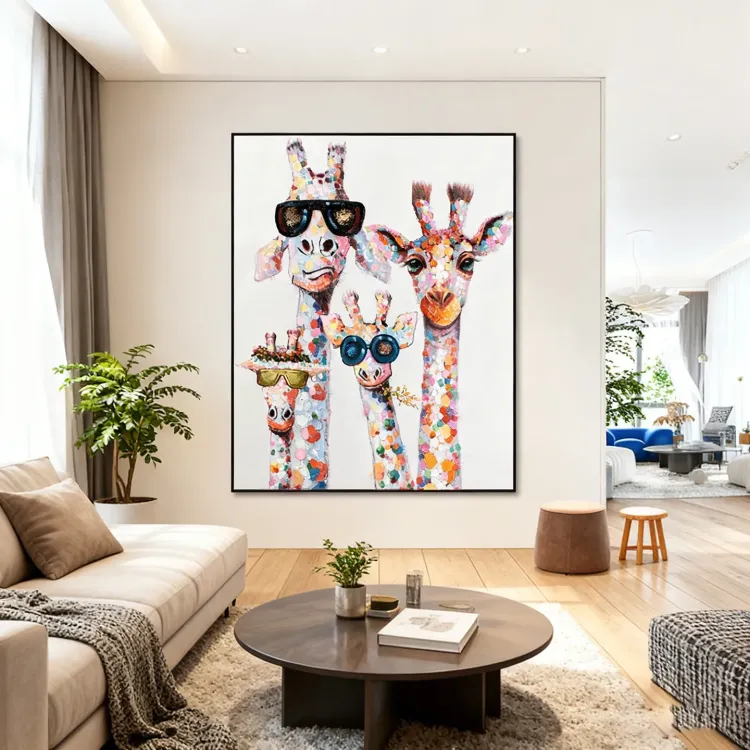 Giraffe Quartet Abstract Wall Art