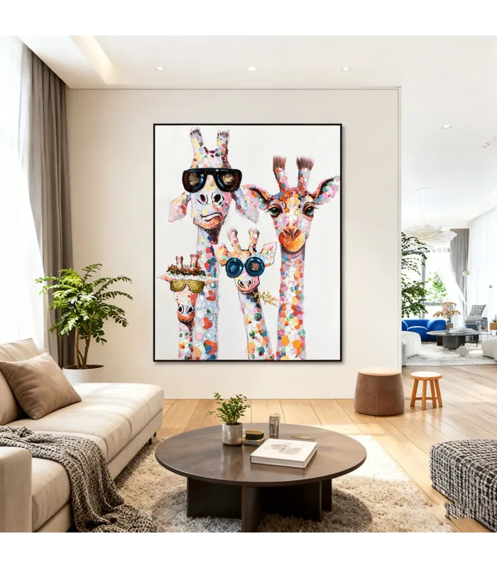 Giraffe Quartet Abstract Wall Art