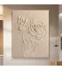 Sculptural Beige Roses Textured Canvas