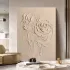 Sculptural Beige Roses Textured Canvas