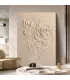 Sculptural Beige Roses Textured Canvas