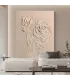 Sculptural Beige Roses Textured Canvas