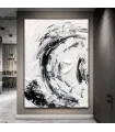 Swirling Black & White Textured Canvas Painting