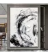 Swirling Black & White Textured Canvas Painting