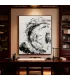 Swirling Black & White Textured Canvas Painting