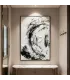 Swirling Black & White Textured Canvas Painting