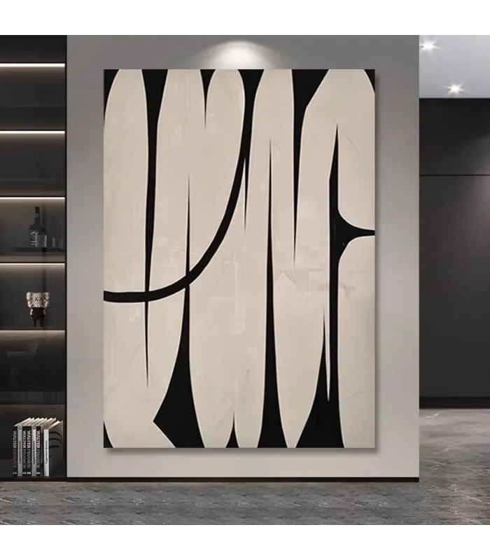 Minimalist Wabi Sabi Black Ink Canvas Painting