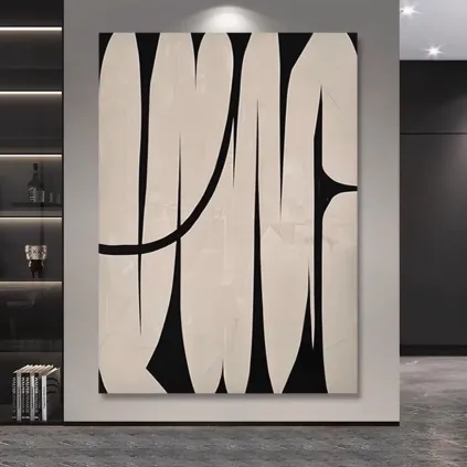 Minimalist Wabi Sabi Black Ink Canvas Painting