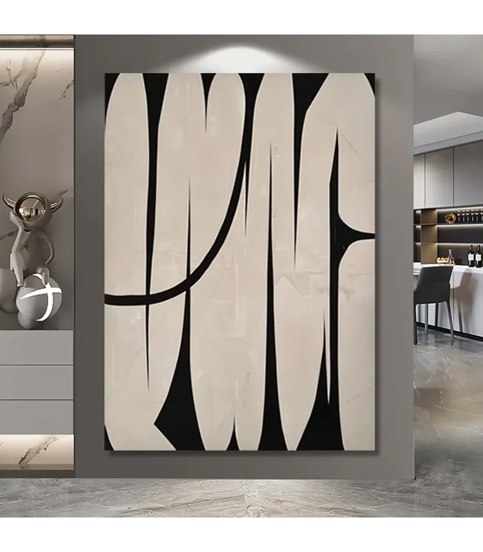 Minimalist Wabi Sabi Black Ink Canvas Painting