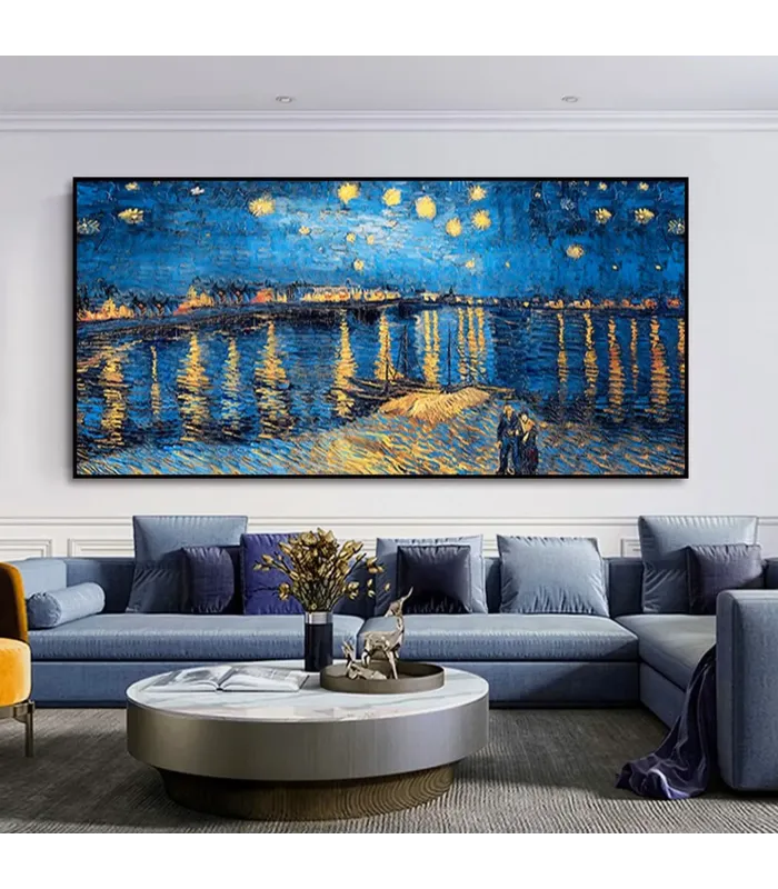 Starry Night Textured Canvas Painting