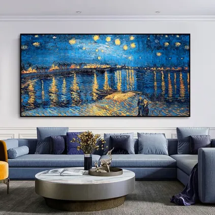 Starry Night Textured Canvas Painting