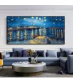 Starry Night Textured Canvas Painting