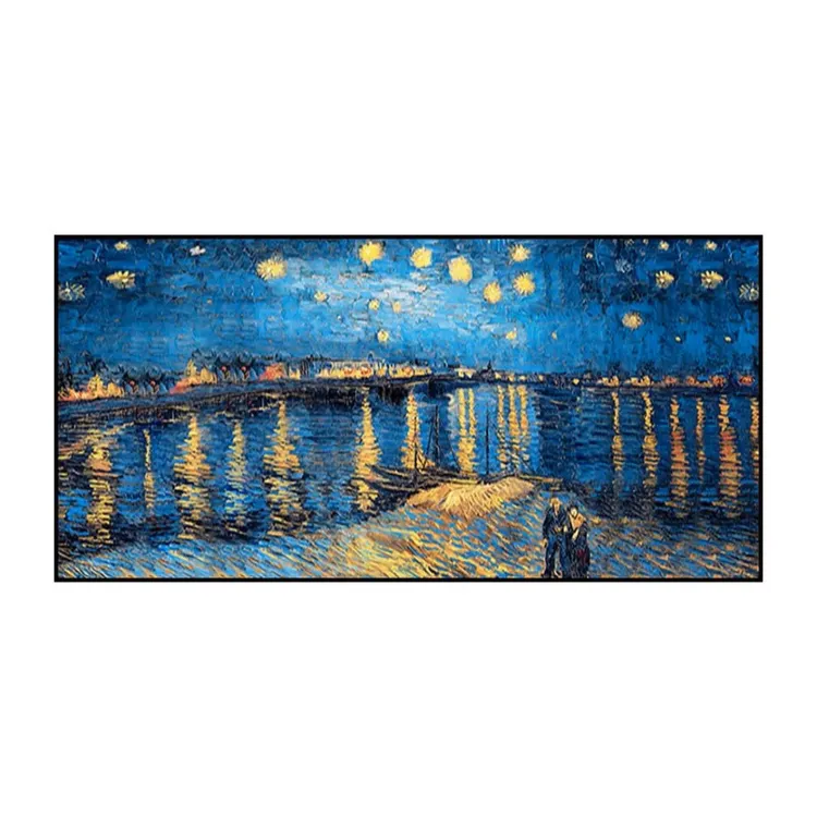 Starry Night Textured Canvas Painting