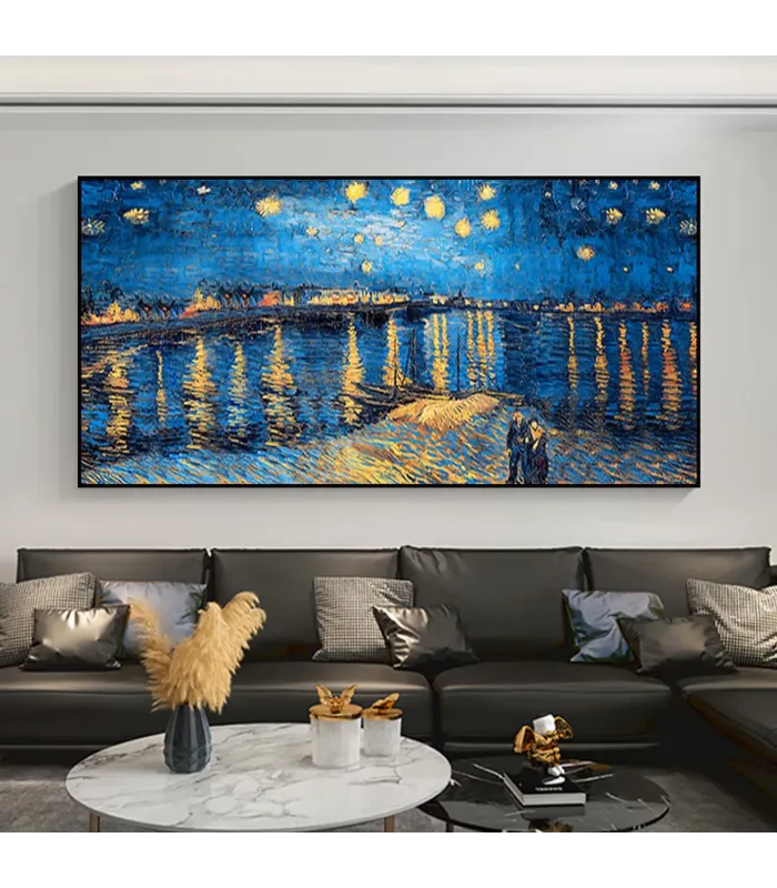 Starry Night Textured Canvas Painting