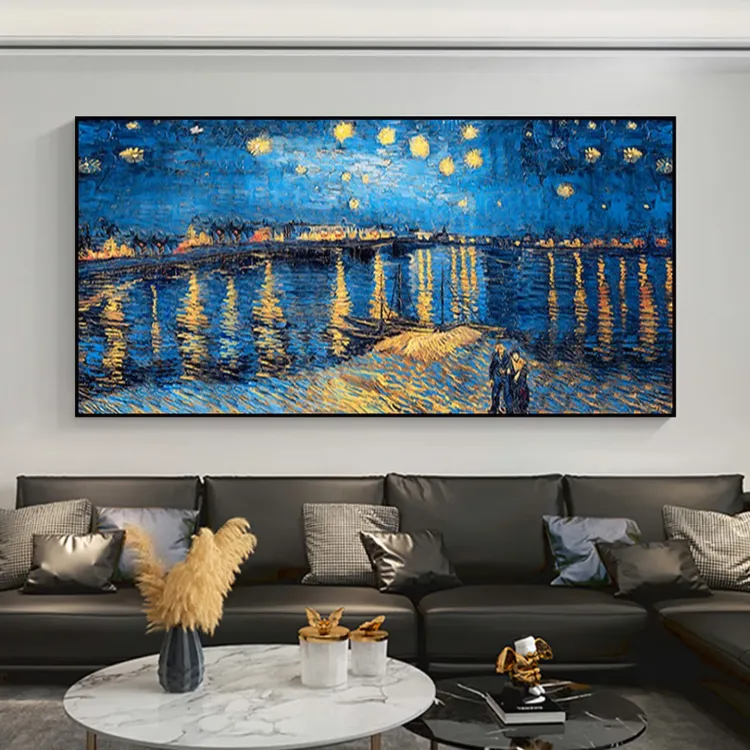 Starry Night Textured Canvas Painting