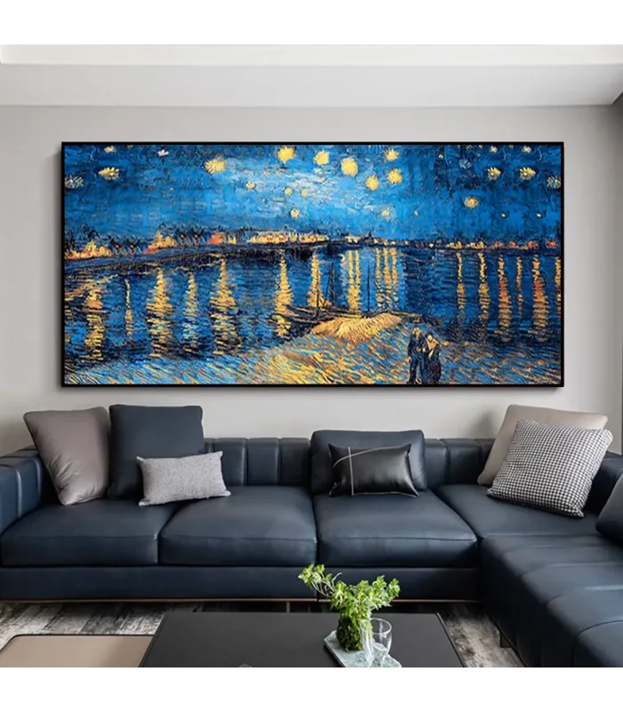 Starry Night Textured Canvas Painting