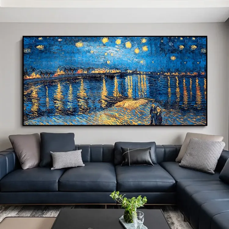 Starry Night Textured Canvas Painting