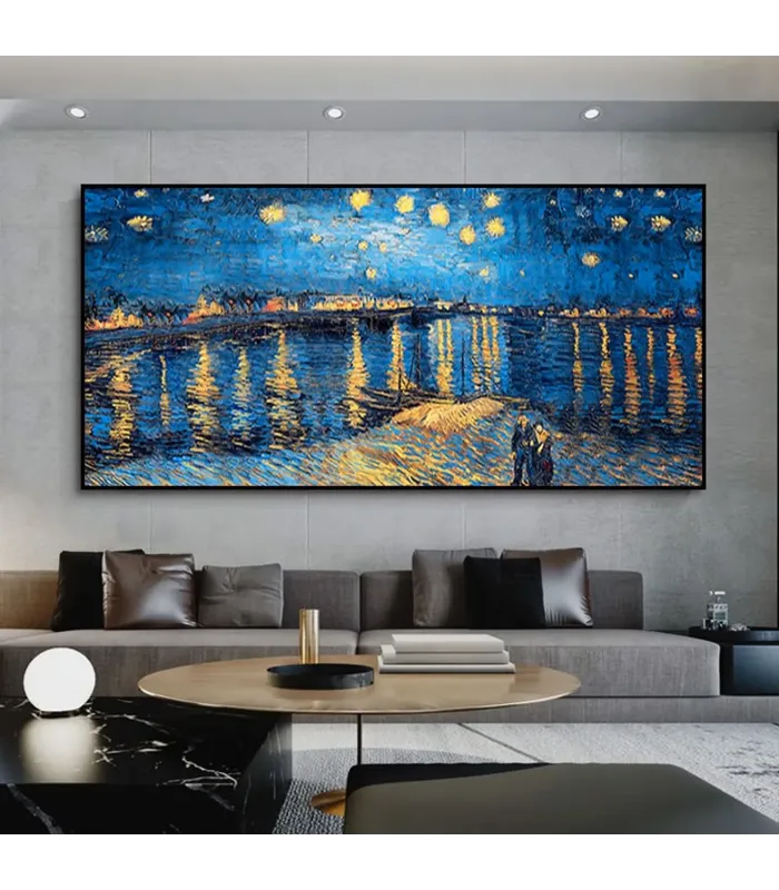 Starry Night Textured Canvas Painting
