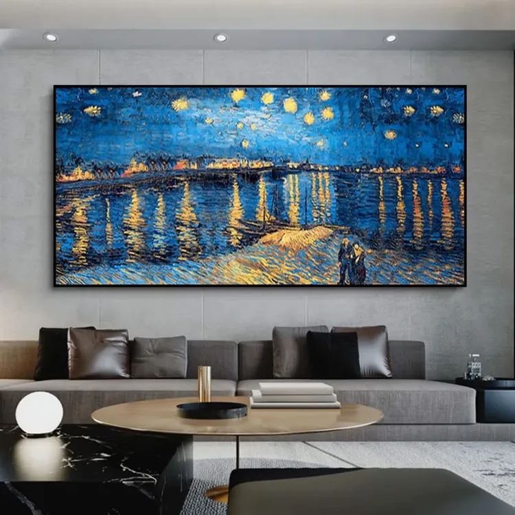 Starry Night Textured Canvas Painting