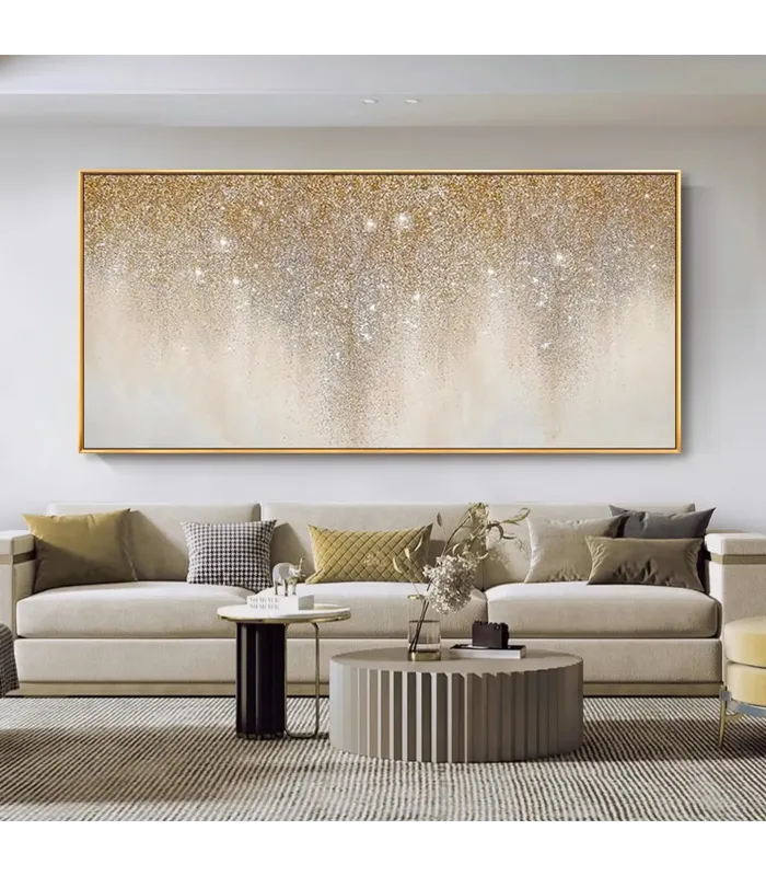 Neutral Glitter Cascade Textured Wall Art