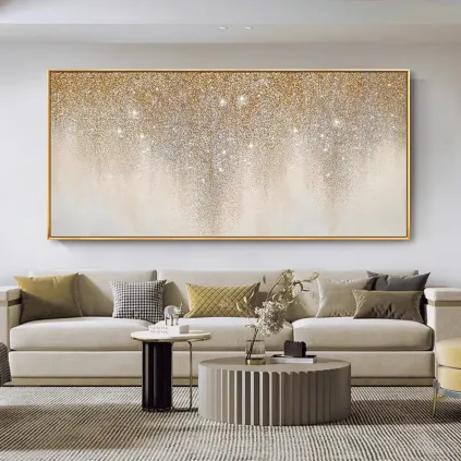 Neutral Glitter Cascade Textured Wall Art