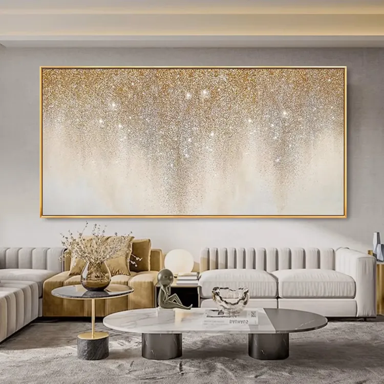 Neutral Glitter Cascade Textured Wall Art