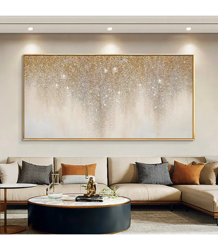 Neutral Glitter Cascade Textured Wall Art