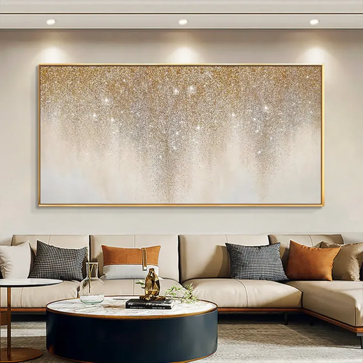 Neutral Glitter Cascade Textured Wall Art
