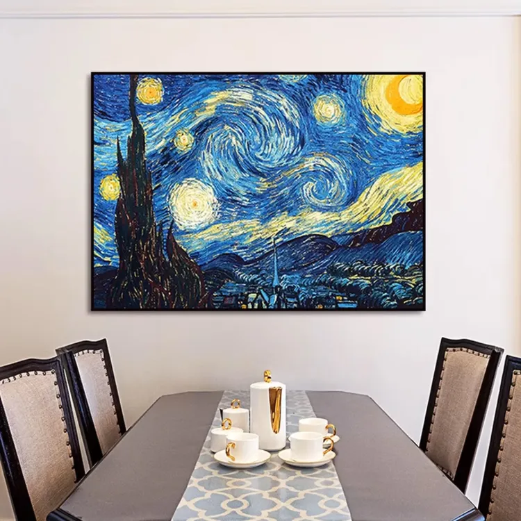 Hand-Painted Starry Night Wall Art