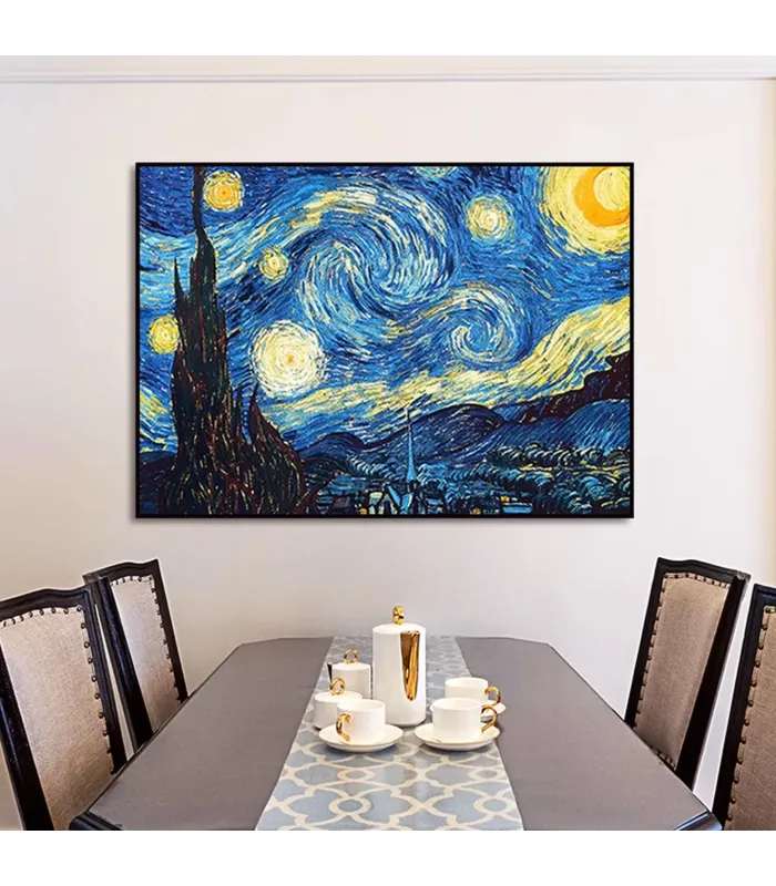 Hand-Painted Starry Night Wall Art