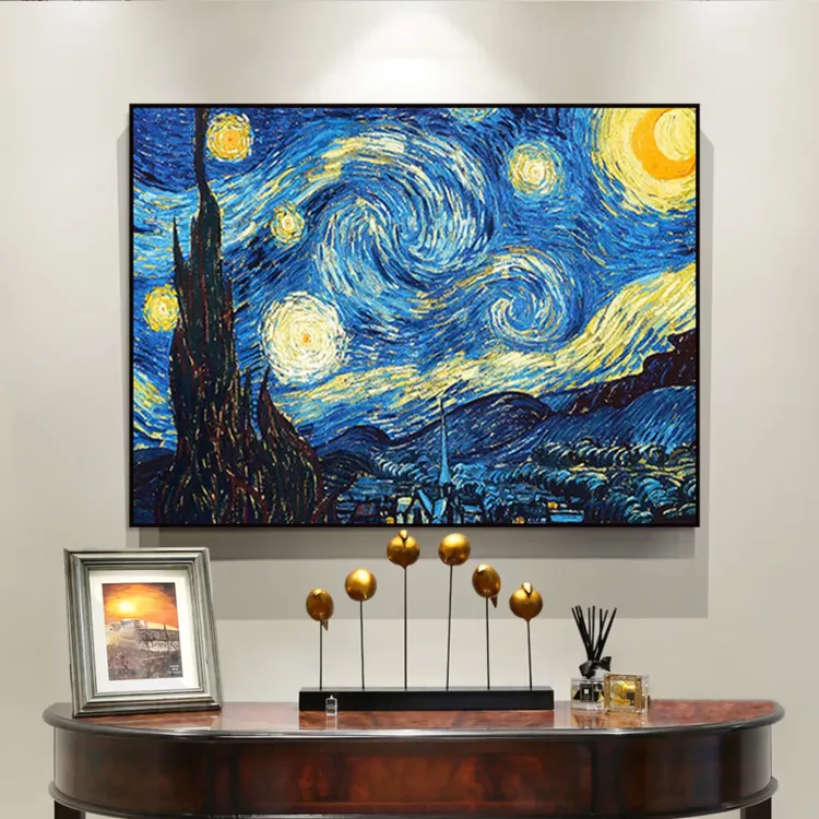 Hand-Painted Starry Night Wall Art