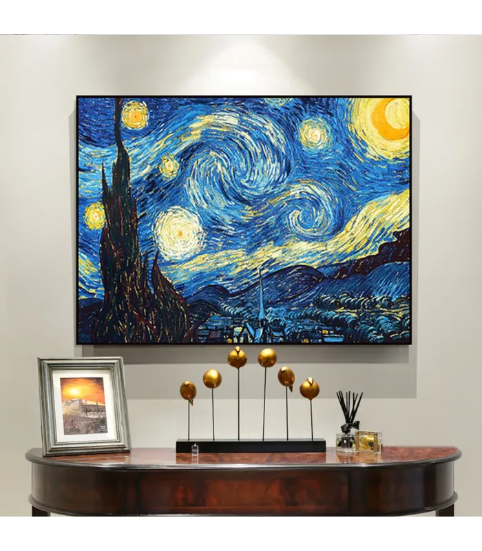 Hand-Painted Starry Night Wall Art